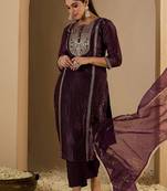 Women Ethnic Motifs Embroidered Thread Work Kurta with Trousers & With Dupatta