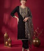 Women Ethnic Motifs Embroidered Kurta with Trousers & With Dupatta