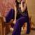 Purple georgette heavy thread embroidery work kurta with palazzo & dupatta set