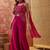Rani pink georgette heavy thread embroidery work kurta with palazzo & dupatta set