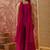 Rani pink georgette heavy thread embroidery work kurta with palazzo & dupatta set
