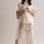 off white creap silk blend  party wear embroidery suit set stitched