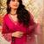 Rani pink viscose chanderi heavy thread embroidery work kurta pant set