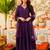 Purple viscose chanderi heavy thread embroidery work kurta pant set