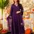 Purple viscose chanderi heavy thread embroidery work kurta pant set