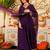 Purple viscose chanderi heavy thread embroidery work kurta pant set