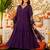Purple viscose chanderi heavy thread embroidery work kurta pant set
