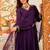 Purple viscose chanderi heavy thread embroidery work kurta pant set