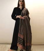 Black viscose chanderi beautiful plain top-bottom with printed dupatta kurta pant set