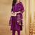 Magenta viscose rayon heavy thread embroidery with woven dupatta kurta pant set