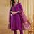 Magenta viscose rayon heavy thread embroidery with woven dupatta kurta pant set