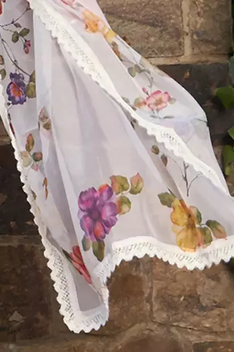 Floral Embroidered Patchwork Straight Kurta With Trousers & Dupatta