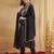 Black rayon slub heavy thread embroidery work kurta pant set