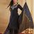 Black rayon slub heavy thread embroidery work kurta pant set