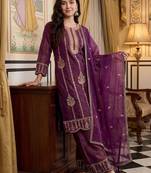 Women Ethnic Motifs Embroidered Thread Work Kurta with Palazzos & With Dupatta