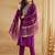 Magenta viscose rayon heavy thread embroidery with woven dupatta kurta pant set