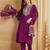 Magenta viscose rayon heavy thread embroidery with woven dupatta kurta pant set