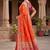 Orange soft banarasi silk saree with zari weaving meenakari design