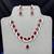 red teardrop crystal necklace earrings set, bridal statement jewellery, silver rhinestone wedding prom