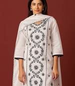 Ethnic Motifs Embroidered Thread Work Kurta with Trousers & Dupatta