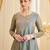 Sea green fandy silk heavy thread embroidery work kurta palazzo set
