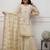 Cream chinon heavy thread embroidery with woven dupatta kurta palazzo set