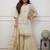 Cream chinon heavy thread embroidery with woven dupatta kurta palazzo set