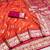 Orange soft banarasi silk saree with zari weaving meenakari design