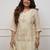 Cream chinon heavy thread embroidery with woven dupatta kurta palazzo set
