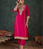 Women Ethnic Motifs Embroidered Thread Work Kurta with Trousers & With Dupatta