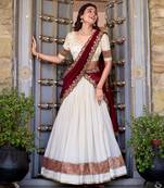 white silk blend embroidered traditional lehenga choli