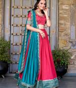 pink silk blend embroidered traditional lehenga choli
