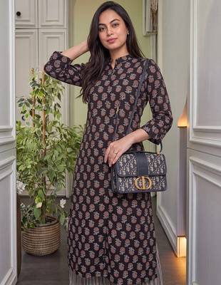 Black pure cotton printed kurta with pant 5