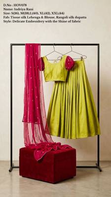 parrot green tissue plain traditional lehenga choli with free size upto 42 2