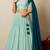 sky blue tissue plain traditional lehenga choli with free size upto 42