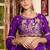 purple crepe embroidered traditional lehenga choli with free size upto 42