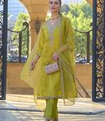 Women Ethnic Motifs Embroidered Kurta with Trousers & With Dupatta