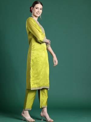 Women Ethnic Motifs Embroidered Kurta with Trousers & With Dupatta 6