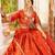 orange crepe embroidered traditional lehenga choli with free size upto 42