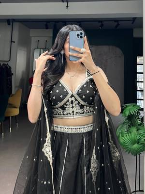 black silk blend embroidered traditional lehenga choli 3