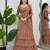 light brown georgette embroidered traditional lehenga choli with free size upto 42