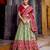 green silk blend printed traditional lehenga choli