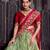 green silk blend printed traditional lehenga choli