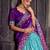 sky blue silk blend printed traditional lehenga choli