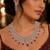 ruby red emerald cut crystal bridal jewellery set, silver plated necklace & earrings