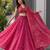 pink organza printed traditional lehenga choli with free size upto 42