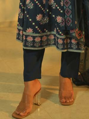 Floral Printed Beads & Stones Cotton A-Line Kurta With Trousers & Dupatta 6