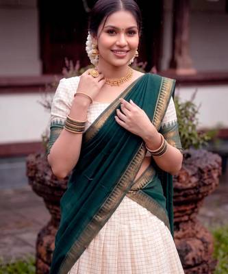 beige silk blend printed traditional lehenga choli 3