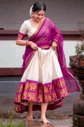 beige silk blend printed traditional lehenga choli