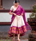 beige silk blend printed traditional lehenga choli
